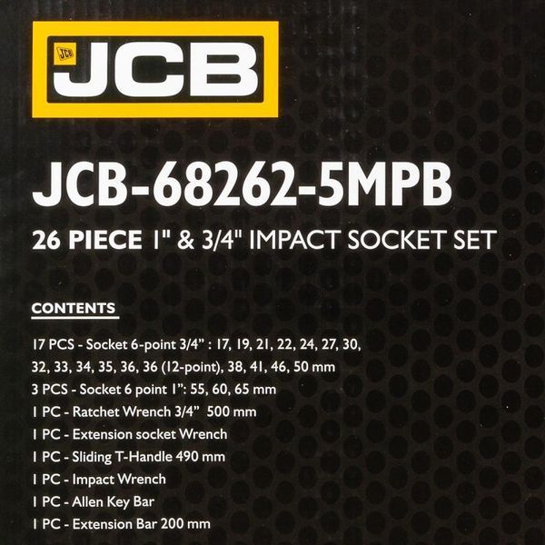 Набір інструментів ударних 26 од. 3/4", 1" (6гр.) JCB Tools JCB-68262-5MPB 59043 фото