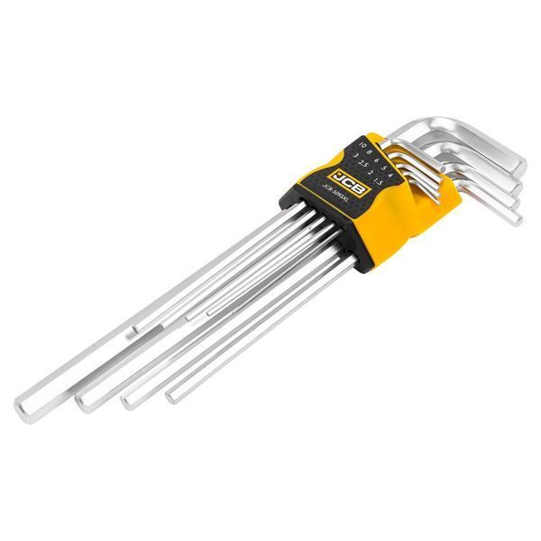 Haбир Г-подоб. ключей удлиненных HEX 9 ед. (1,5-10 мм) JCB Tools JCB-5093XL 59313 фото