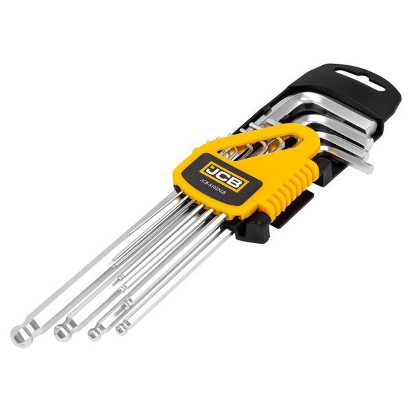 Haбир Г-подоб. ключей удлиненных с шаром HEX 10 ед. (1,27-10 мм) JCB Tools JCB-5102XLB 59318 фото