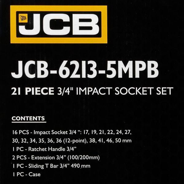 Набор инструментов ударных 21 ед. 3/4" (6гр.) JCB Tools JCB-6213-5MPB 59075 фото