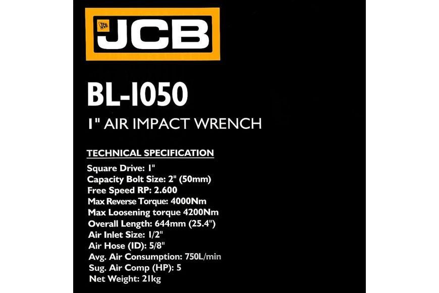 Гайковерт пневматический 1" 4000 Нм JCB Tools JCB-BL-1050 58326 фото