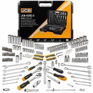 Набір інструменту комбінований 218 од. 1/4", 3/8", 1/2" (6-гр.) (4-22 мм) JCB Tools JCB-42182-5 59720 фото