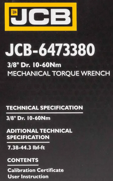 Динамометричний ключ 3/8" (10-60 Нм) JCB Tools JCB-6473380 58597 фото