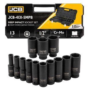 набор головок ударных глубоких 13 ед. 1/2" (6-гр.) JCB Tools JCB-4131-5MPB 60548 фото