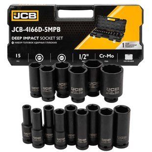 набор головок ударных глубоких 15 ед. 1/2" (6-гр.) JCB Tools JCB-4166D-5MPB 60550 фото