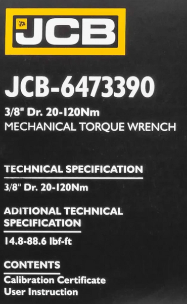 Динамометричний ключ 3/8" (20-120 Нм) JCB Tools JCB-6473390 58598 фото