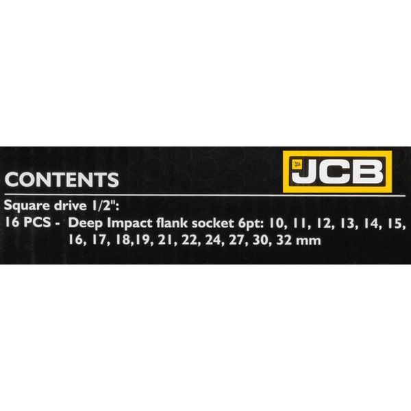 набор головок ударных глубоких 16 ед. 1/2" (6-гр.) JCB Tools JCB-4169-5MPB 60552 фото