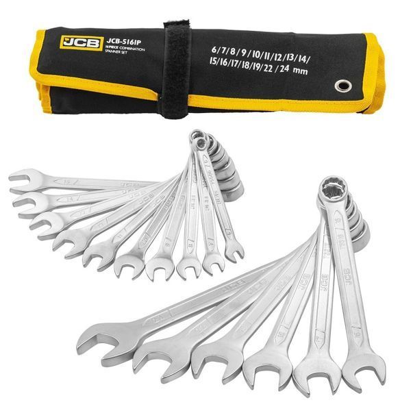 Набір ключів рожково-накидних в чохлі 16 од. (6-24 мм) JCB Tools JCB-5161P 57162 фото