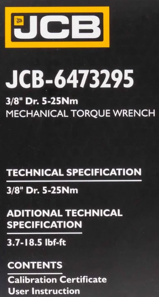 Динамометричний ключ 3/8" (5-25 Нм) JCB Tools JCB-6473295 58596 фото