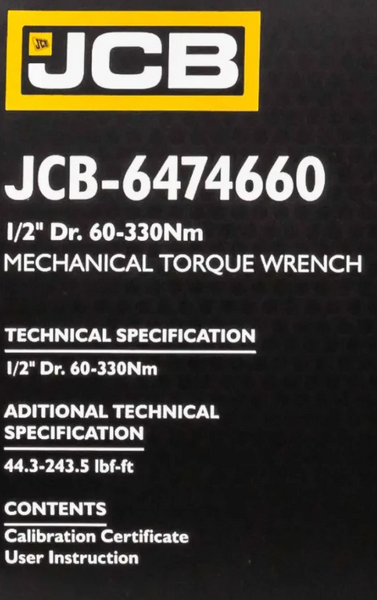 Динамометричний ключ 1/2" (60-330 Нм) JCB Tools JCB-6474660 58602 фото