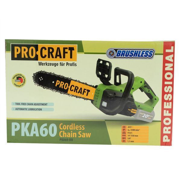 Аккумуляторная бесщеточная цепная пилка Procraft PKA60 Без АКБ Автоматическая смазка цепи PKA60_bez_akb фото